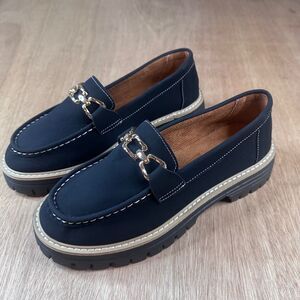 Chunky Black Chain-Accent Lightweight Summer Loafers Size EU 40, Serra Brand